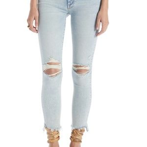 MOTHER The Stunner Zip Ankle Step Fray Skinny Jeans